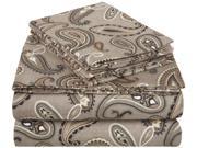 Impressions Paisley 100% Cotton Flannel Sheet Set Warm Cozy For Winter Queen Grey