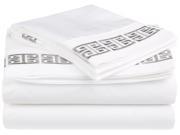 Impressions Kendell Embroidered Sheet Set Long Staple Cotton Full White Grey