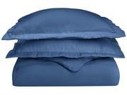 Impressions 100% Cotton Flannel Duvet Cover Set Warm cozy Weight Twin Navy Blue