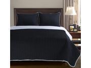 Impressions Harley Fine Stitched Long Staple Cotton Quilt Set Full Queen White Black