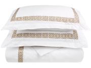 Impressions KENDELL Embroidered Duvet Cover Set Long Staple Cotton Twin Twin XL Taupe