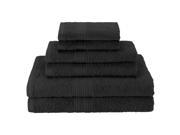 Superior Eco Friendly 6 Piece Towel Set Ring Spun Combed Cotton Black