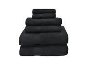 Superior 6 Piece Bath Towel Set Absorbent Zero twist Cotton Black