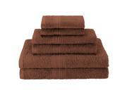 Superior Eco Friendly 6 Piece Towel Set Ring Spun Combed Cotton Brown
