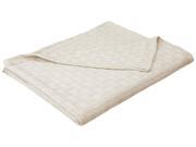 Impressions Full Queen Blanket 100% Cotton For All Season BASKET WEAVE Design Ivory