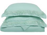 Impressions Full Queen Duvet Cover Set Microfiber Embroidered REGAL LACE Mint