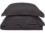 Impressions Full Queen Duvet Cover Set Microfiber Embroidered REGAL LACE Charcoal