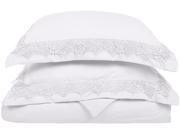 Impressions King Cal King Duvet Cover Set Microfiber Embroidered REGAL LACE White