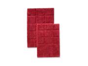 Superior Bath Rugs Set Cotton for Bathroom Non Slip CHECKERED Design 2 Piece Burgundy