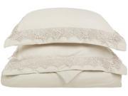 Impressions King Cal King Duvet Cover Set Microfiber Embroidered REGAL LACE Ivory