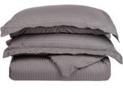 Impressions Striped 300 Thread Duvet Cover Set Long Staple Cotton Twin Grey