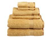 Superior 6 Piece Towel Set 100% Premium Long Staple Combed Cotton Gold