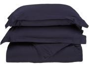 Impressions 530 Thread Duvet Cover Set Premium Long Staple Cotton Full Queen Navy Blue