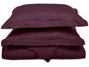 Impressions Twin Twin XL Duvet Cover Set Microfiber Embroidered 2 LINE Design Plum