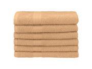 Superior Eco Friendly 6 Piece Hand Towel Set 100% Ring Spun Cotton Camel