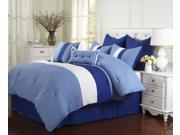 Impressions Florence 8 Piece Comforter Set With Shams Bed Skirt and Pillow Cal King Sky Blue