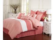 Impressions Florence 8 Piece Comforter Set With Shams Bed Skirt and Pillow Cal King Coral