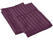 Impressions Standard Striped Pillowcases Wrinkle Free Microfiber 2 Piece Set Plum