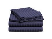 Impressions Striped Premium Cotton Sheet Set 400 Thread Count Twin XL Navy Blue