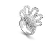 Italian Collection 18K White Gold Diamond Pave Flower Ring 21706163