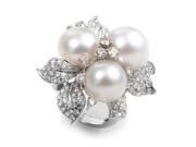 18K White Gold Diamond Pearl Bouquet Ring CRR6758