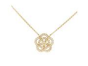 Women s 18K Yellow Gold Diamond Pave Flower Pendant Necklace KE29851RZZ