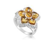 Women s 18K White Gold Diamond Citrine Flower Ring 200 00060RNG