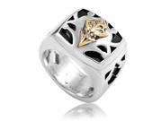 London Calling Gold Tone Sterling Silver Onyx Ring