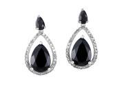 Women s 14K White Gold Diamond Onyx Dangle Earrings ER4 14826WOX