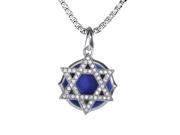 No Regrets Silver Diamond Lapis Star of David Pendant Necklace