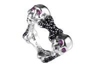 Skull and Bones Sterling Silver Ruby Black Sapphire Band