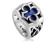 Aces Men s Sterling Silver Lapis Engraved Ring