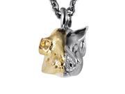 Mens Gold Plated Silver CZ Pig Pendant Necklace