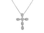 18K White Gold Diamond Pave Cross Pendant Necklace EC 19 031616