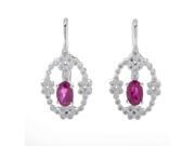 Women s 18K White Gold Diamond Ruby Dangle Earrings SEUR8588RBZRU