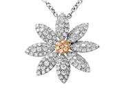 18K Multi Tone Gold Diamond Pave Daisy Pendant Necklace