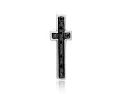 Sterling Silver Black Diamond Crucifix Tie Pin