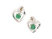 14K White Gold Emerald Diamond Heart Earrings