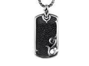 Sterling Silver Rayskin Textured Dog Tag Necklace