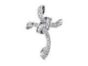 Women s 14K White Gold Twisted Diamond Cross Pendant MFC08 061716