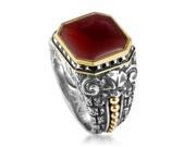 Sterling Silver 18K Yellow Gold Red Agate Gargoyle Ring