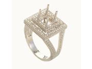 18K White Gold Diamond Pave Square Victorian Engagement Ring ASM 2477