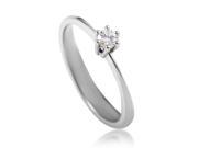Abete 18K White Gold .14ct Diamond Solitaire Engagement Ring