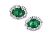 18K Multi Tone Diamond Emerald Earrings SEME36871RBZEM