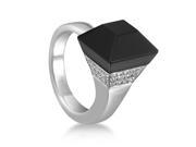 Chiodo Womens 18K White Gold Diamond and Onyx Cocktail Ring