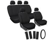 OxGord 17Pcs Seat Cover Solid Black
