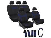 OxGord 17Pcs Seat Cover Blue Black