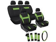 OxGord 17Pcs Seat Cover Green Black