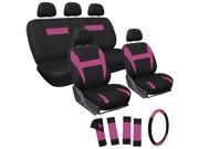 OxGord 17Pcs Seat Cover Pink Black
