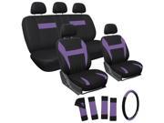 OxGord 17Pcs Seat Cover Purple Black